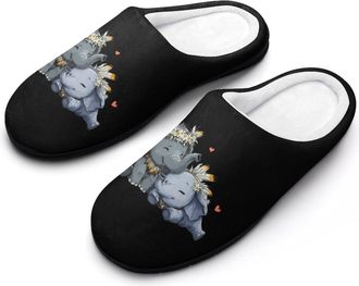 Generic Cute Elephant I Love You Mens Slippers Comfortable And Non-slip Cotton Slipper Shoe for House