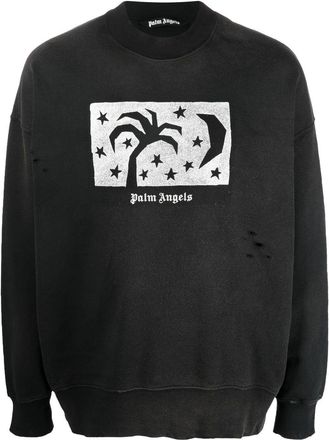 Palm Angels night sky logo-print sweatshirt - men - Cotton/Polyester/Polyurethane - S - Black