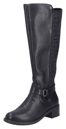 Rieker Stiefel RIEKER, Damen, Gr. 36, Normalschaft, schwarz, Elastischer Einsatz, Lederimitat, unifarben, Schuhe Stiefel, Langschaftstiefel, Stretchstiefel m