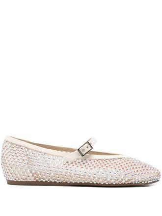 Le Silla rhinestone buckle strap ballet flats - Neutrals