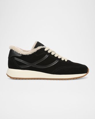 Vince Santa Monica Shearling-Lined Suede Sneakers