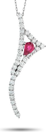 Luxury Bazaar Platinum 2.10ct Diamond and Ruby Kite Pendant Necklace MF35-031626
