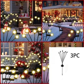 OEM Juego De 3 Luces Solares Para Jard&iacute;n, 6 Bombillas, Luces Decorativas Impermeables Para Jard&iacute;n, Luces Solares Para Jard&iacute;n, Color Negro