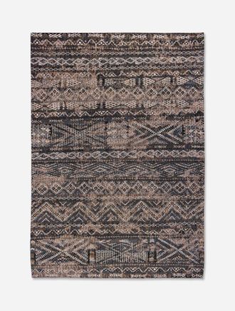 Louis De Poortere Dise&ntilde;o Kilim - Alfombra Cl&aacute;sica Anticuaria - Hecha En B&eacute;lgica - Acabado A Mano - Antideslizante Natural - Algod&oacute;n - Lana - Negro Rabat - 140 X 200 Cm