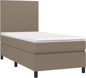 vidaXL Vidaxl - Cama Box Spring Con Colch&oacute;n Tela Gris Taupe 100x200 Cm