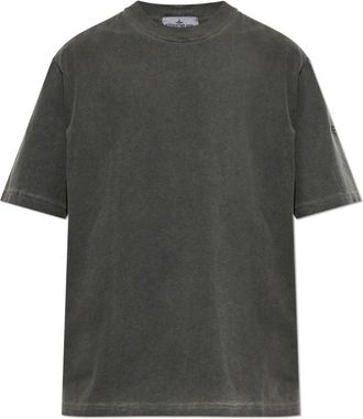Stone Island T-shirt met geborduurd logo - Heren - T-shirts - Grijs - S - Katoen - Tops
