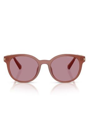 Michael Kors Pienza 53mm Polarized Round Sunglasses in Primrose /Rose Mirror Polar at Nordstrom
