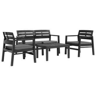 vidaXL Juego De Muebles De Jard&iacute;n 4 Piezas Pl&aacute;stico Gris Antracita Vidaxl