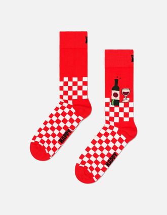 Happy Socks Womens Wine & Dine Socks, Red - Red/Red - Size: 9.5/12.5/12/11.5/11/10.5/10/13/9/8/8.5