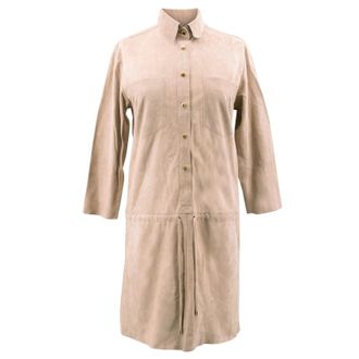 La Mania Beige Perea Long Sleeved Suede Dress Size XS