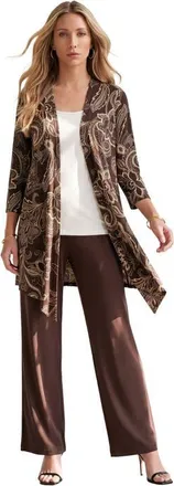 Roaman's Ultra Drape Cardigan in Chocolate Paisley Stencil at Nordstrom, Size 28