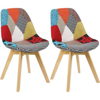 Woltu Woltu Coppia Sedie Cucina Sedia Imbottita Moderna Con Schienale pu Gambe Legno Patchwork 2 (Lino)