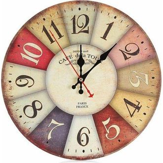 OEM Reloj De Pared De Madera - 30 Cm, Estilo Retro Con N&uacute;meros Grandes - Reloj De Pared Silencioso, Sin Tictac, Para Cocina O Sala De Estar