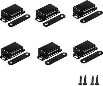 OEM Juego De 6 Imanes Para Armarios, Fabricados En Acero Inoxidable Magn&eacute;tico Negro, Muy Resistentes, Con Tornillos