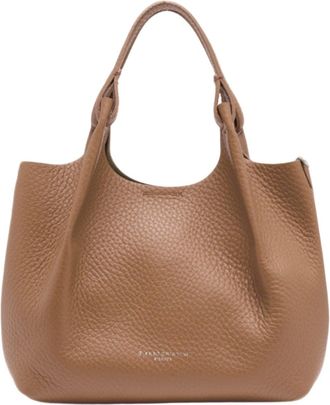 Gianni Chiarini Brown Textured Bubble Double Leather Handbag