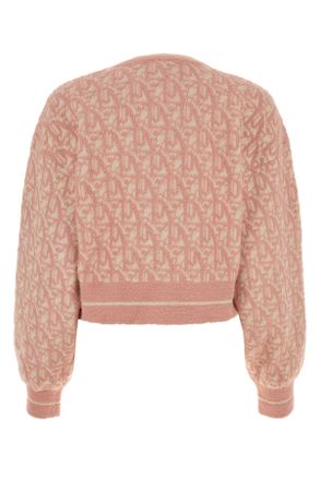 Palm Angels Womens Embroidered Nylon Blend Sweater Beigepink Exterior: Virgin Wool Maglieria