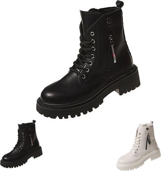 Generic Womens Combat Boots Womens Chunky Platform Boots Zip Up Durable Army Boot Outdoor Training Boot Lace Up Ladies Booties Non Slip Hiking Bootie Motor Bi