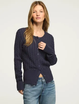 Lucky Brand Womens Cloud Soft Cable Cardigan