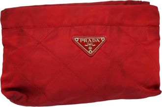Prada Tessuto Red Synthetic Clutch Bag (Pre-Owned)