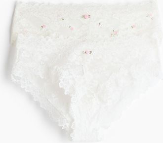 H&M 2er-Pack Hipster aus Spitze - Weiss/Gebl&uuml;mt