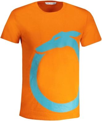Trussardi Oranje Katoen Logo Print T-Shirt - Heren - T-shirts - Oranje - 2XL - Katoen - Tops