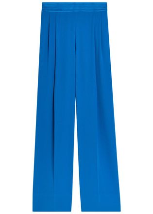 Joseph Cara Wide-leg Crepe Trousers - Blue - 44 (UK16 / XL)