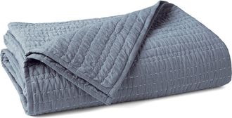 Coyuchi Channel Hand Stitched Organic Cotton Quilt in Indigo Chambray at Nordstrom, Size King