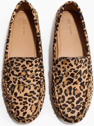 H&M Leather Loafers in Beige/faux Leopard at Nordstrom, Size 11