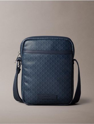 Calvin Klein Mens Allover Emblem Logo Reporter Bag - Blue