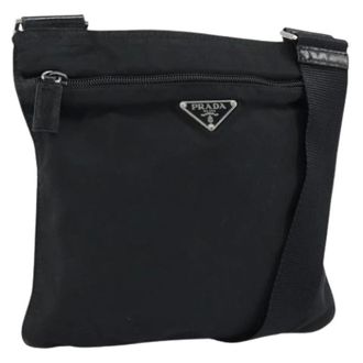 Prada Pre-owned Vintage Nylon Schoudertas - Dames - Pre-owned - Zwart - Maat: ONE Size Nylon