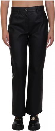 Max Mara Wollen broek - Dames - Wijde Broeken - Zwart - L - Wol - Broeken
