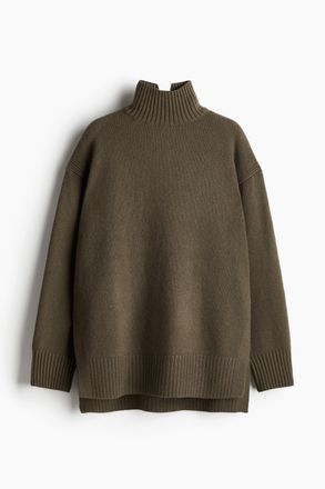 H&M Oversized Rollkragenpullover - Dunkles Khakigr&uuml;n