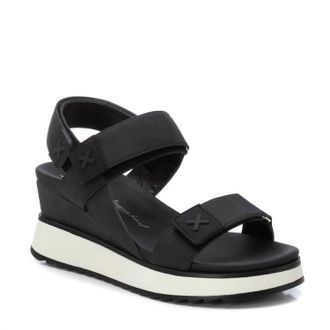 Xti Womens Suede Wedge Sandals In Black