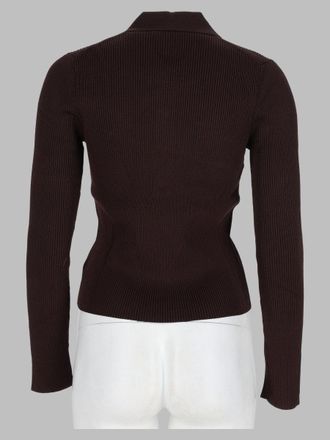Michael Michael Kors Ribbed Recycled Viscose Polo Sweater - Brown