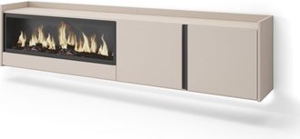 Skraut Home Skraut Home - Mueble Tv, Televisi&oacute;n, Muebles De Sal&oacute;n, Almacenaje, 212x35x50cm, Para Tv Hasta 80, Chimenea El&eacute;ctrica Xxl, Colgado, Suspendido, Led, Es