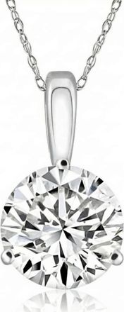 Pompeii3 Certified 3Ct Round 3-Prong Diamond Pendant 14k Yellow Gold Lab Grown Necklace