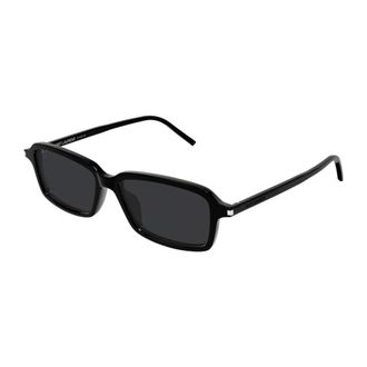 Saint Laurent Rechthoekige Zonnebril - Heren - Accessoires - Zwart - Maat: 53 MM Nylon