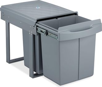 Relaxdays Relaxdays - Cubo De Basura 3 Compartimentos, Papelera Cocina Extra&iacute;ble Bajo Fregadero, 20 L Y 2x 10l, 41,3x34x51,8cm, Gris