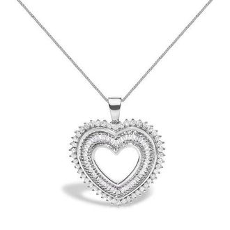 House of Brilliance 925 Sterling Silver 1.0 Ctw Diamond Shadow Open Heart Halo Pendant Necklace in White at Nordstrom