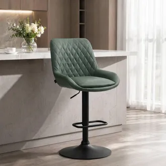 STILVORA Bar Stools Set of 2 with Swivel Seat Green