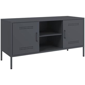 vidaXL Vidaxl - Mueble De Tv De Acero Gris Antracita 100,5x39x50,5 Cm