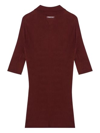 Prada ribbed polo top - women - Cotton - 42 - Red