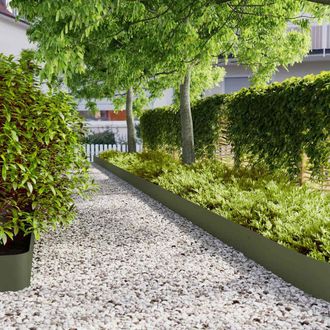 Berkfield Home Lawn Edgings 30 pcs Olive Green 20x103 cm Cold-rolled Steel in Silver