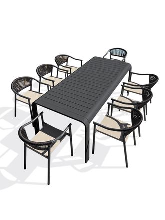 DCB Garden Conjunto de comedor de jard&iacute;n para 8 personas de aluminio antracita