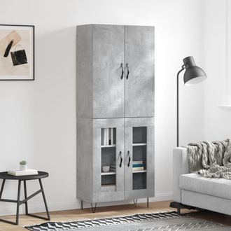 vidaXL Aparador Alto Madera Contrachapada Gris Hormig&oacute;n 69,5x34x180 Cm Vidaxl