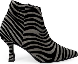 Sangiorgio Heeled Boots, female, Gray, Size: 10 US Zebra Suede Ankle Boots Grey