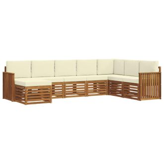 vidaXL Conjunto De Sof&aacute;s De Exterior Con Coj&iacute;n 8 Pcs Natural Y Crema Vidaxl