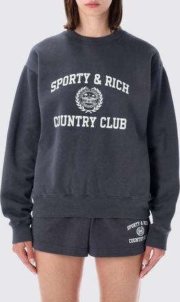 Sporty & Rich Felpa girocollo in cotone con stampa logo a contrasto