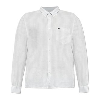Lacoste Regular Fit Gestreept Linnen Overhemd - Heren - Casual Overhemden - Blauw - XL - Linnen - Overhemden