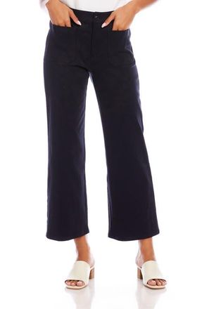 Karen Kane Lauren Patch Pocket Crop Wide Leg Pants in Navy at Nordstrom, Size 14